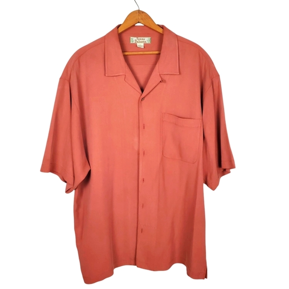 Tommy Bahama Other - Vntg Tommy Bahama 100% Silk Men's Button Down. Short Sleeve. Coral/salmon.  XL